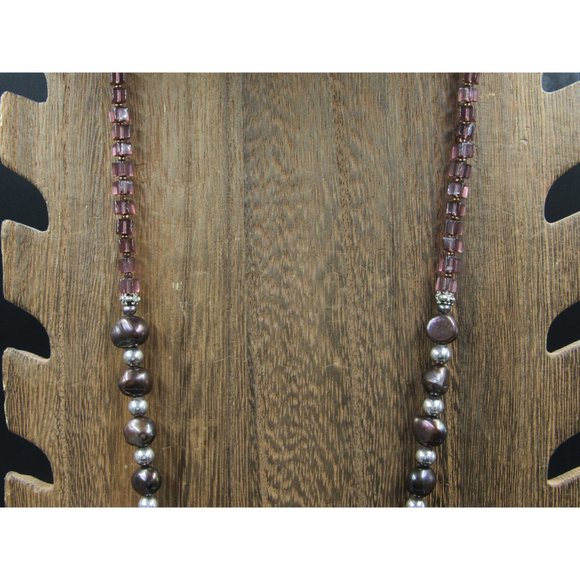 24" Sterling Silver Silpada Shell Real Pearls And Stone Chips Necklace Vintage - Picture 2 of 9